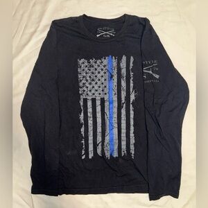 Grunt Style Black Long Sleeve Shirt with ‘Back The Blue’ Design